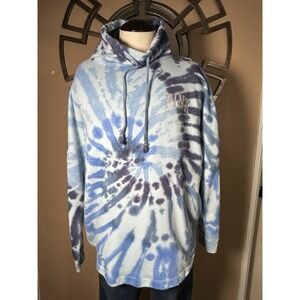 PINK Victoria's Secret Hoodie Womens M‎ Blue Tie Dye Cowl Neck Pullover Sweater
